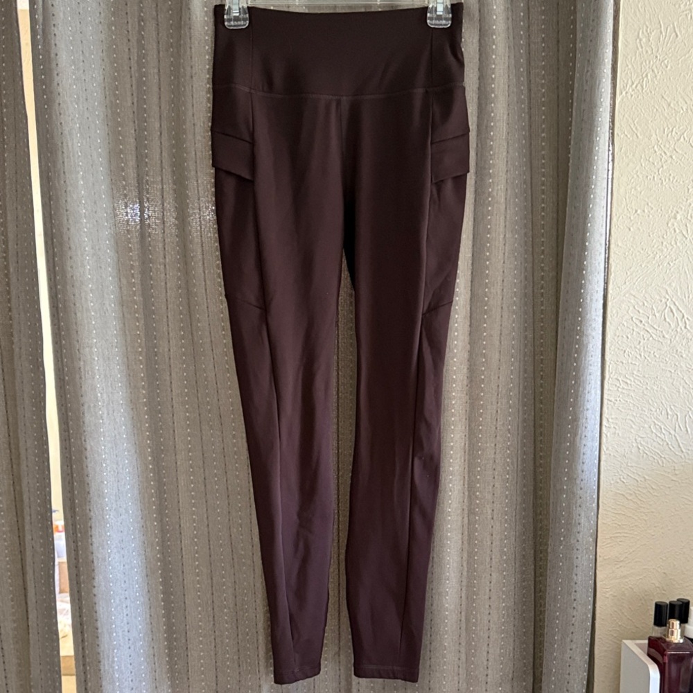 Avalanche High-Waist Chocolate Brown Leggings with Side Pockets
